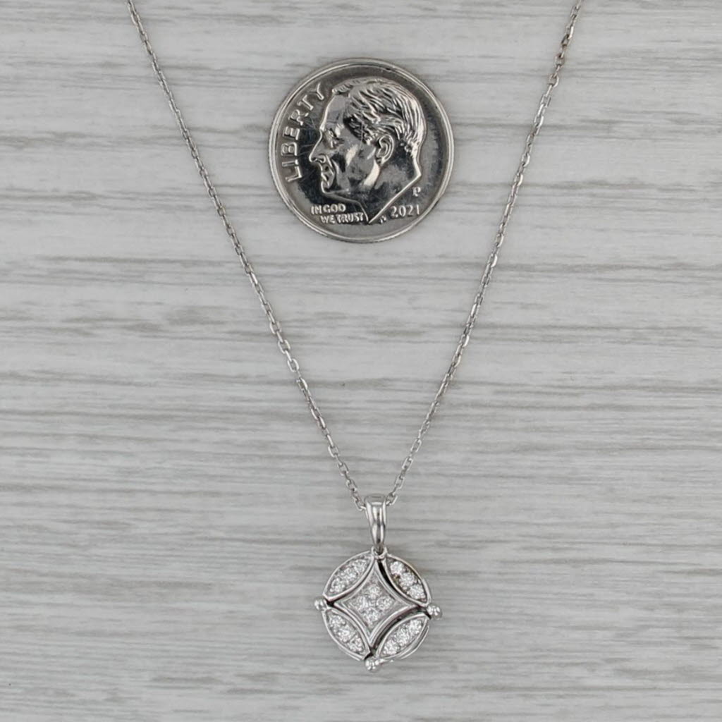 Convertible 0.14ctw Diamond Pendant Necklace 14k White Gold 18" Cable Chain