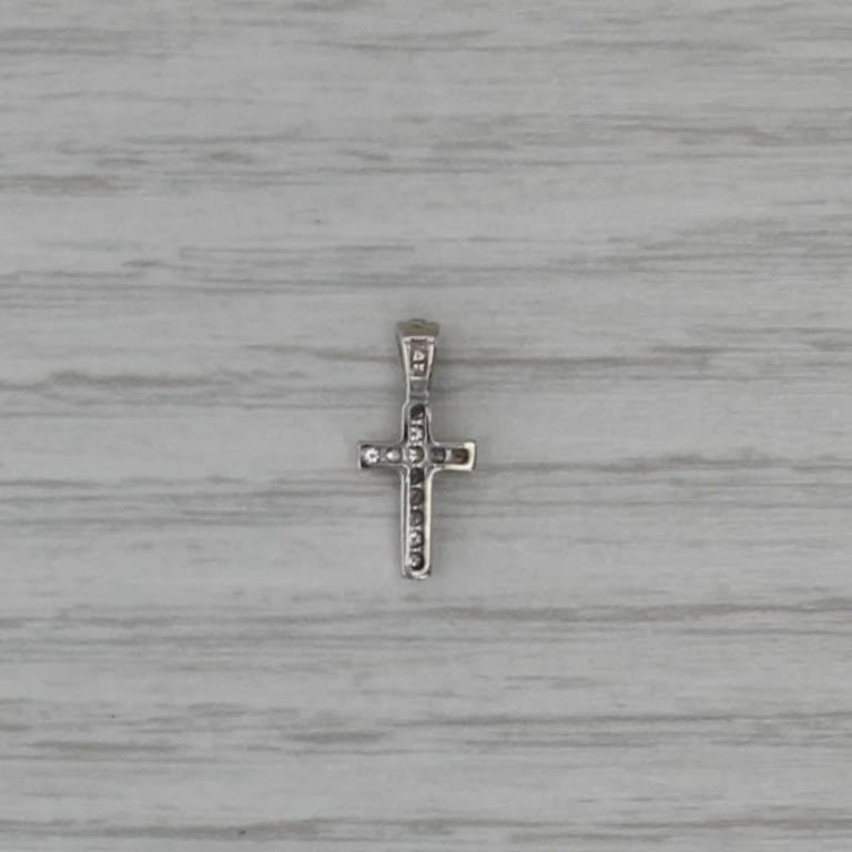 Diamond Cross Pendant 14k White Gold Small Drop