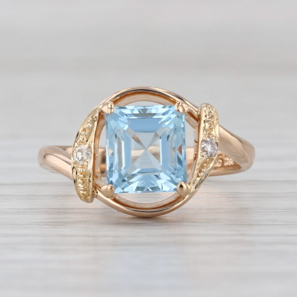 1.64ctw Aquamarine Diamond Ring 14k Yellow Gold Size 5.5
