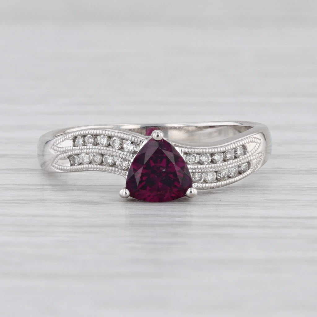 0.99ctw Grape Garnet Diamond Ring 14k White Gold Size 8.75