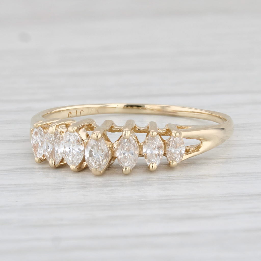 Light Gray 0.36ctw Tiered Marquise Diamond Ring 14k Yellow Gold Size 8.5 Stackable
