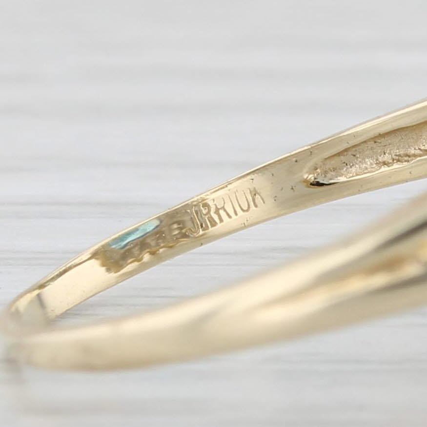 Light Gray 5.88ctw Blue Topaz Diamond Halo Ring 10k Yellow Gold Size 7.75