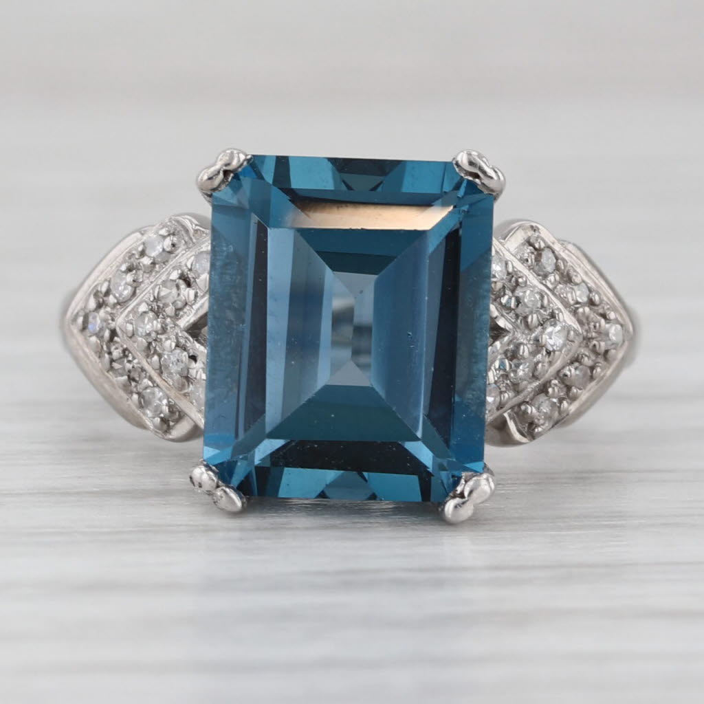 Gray 5.08ctw London Blue Topaz Diamond Ring 14k White Gold Size 6.25