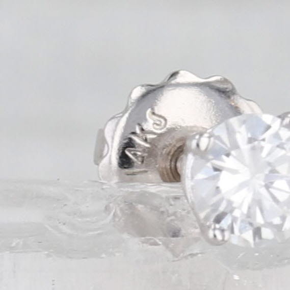 0.48ctw Diamond Round Solitaire Stud Earrings 14k White Gold Screw Back Studs