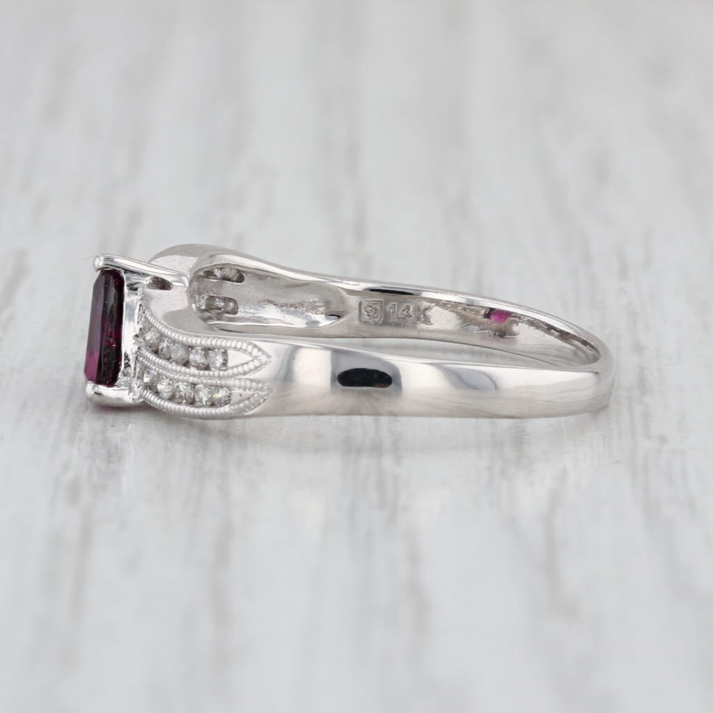 0.99ctw Grape Garnet Diamond Ring 14k White Gold Size 8.75