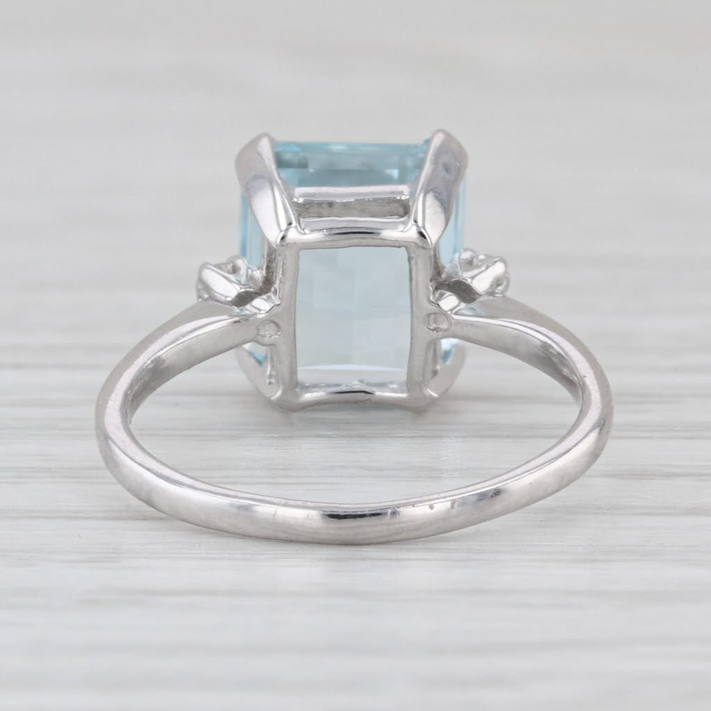 Vintage 4.43ctw Aquamarine Diamond Ring 14k White Gold Size 7.25