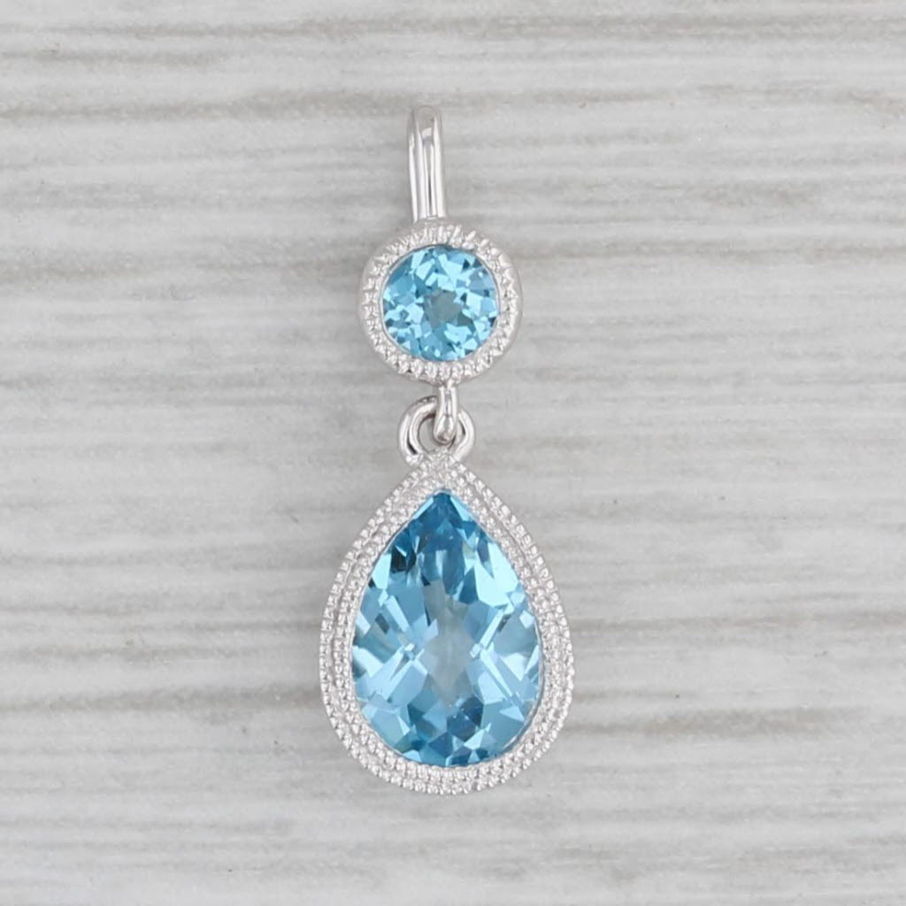 New 0.96ctw Blue Topaz Teardrop Pendant 14k White Gold