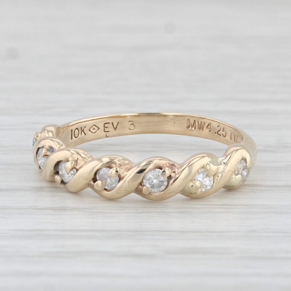 Light Gray 0.22ctw Diamond Stackable Ring 10k Yellow Gold Size 5.5 Wedding Band