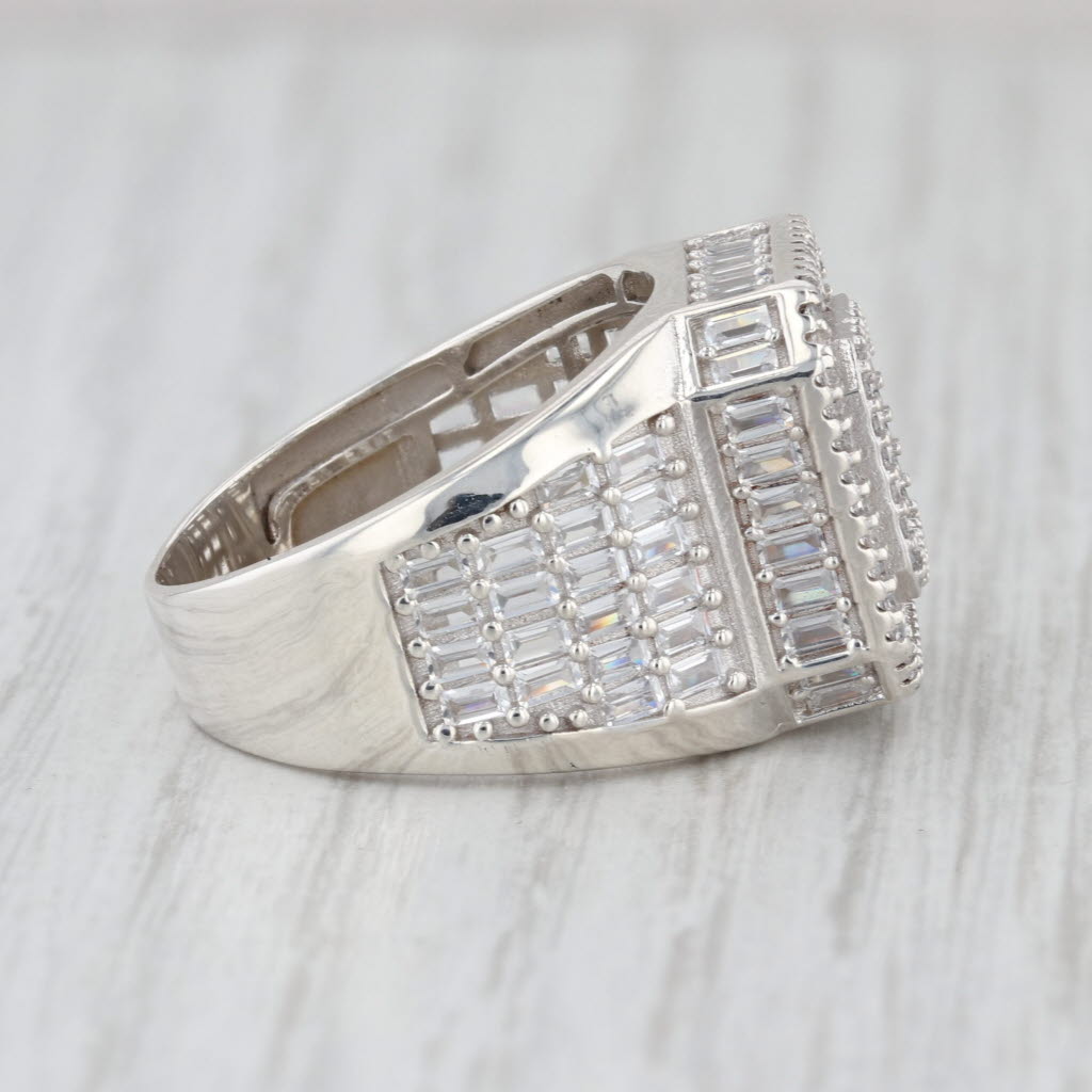 3.40ctw Cubic Zirconia Halo Ring Sterling Silver Size 9