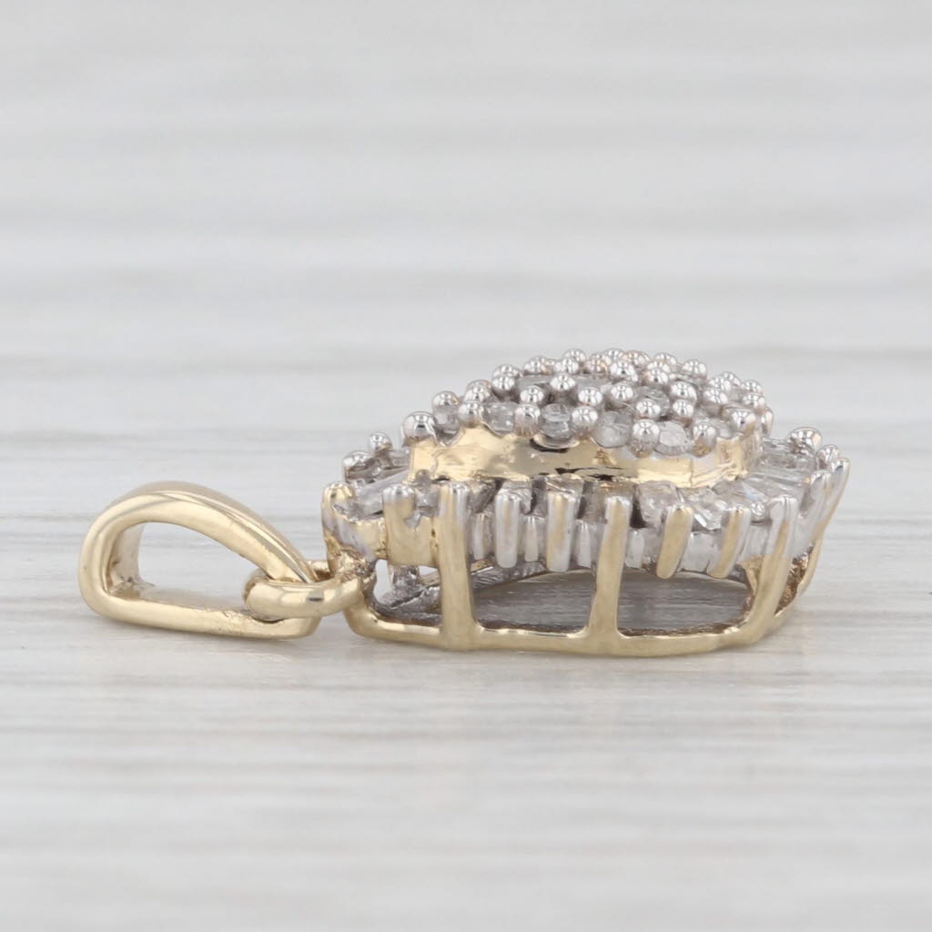 Light Gray 0.20ctw Diamond Cluster Pendant 10k Yellow Gold
