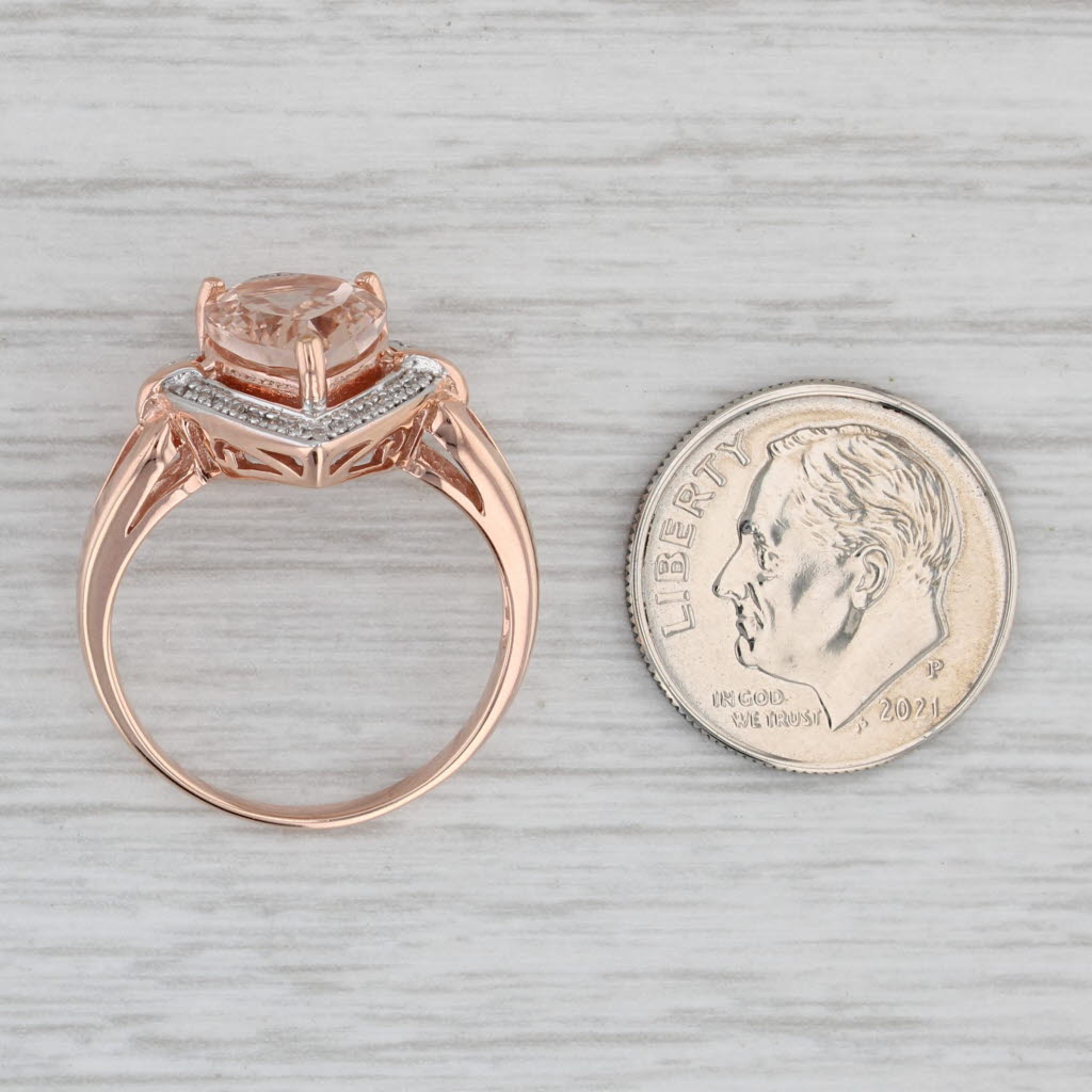 Gray 2.56ctw Pear Morganite Diamond Halo Teardrop Ring 10k Rose Gold Size 7