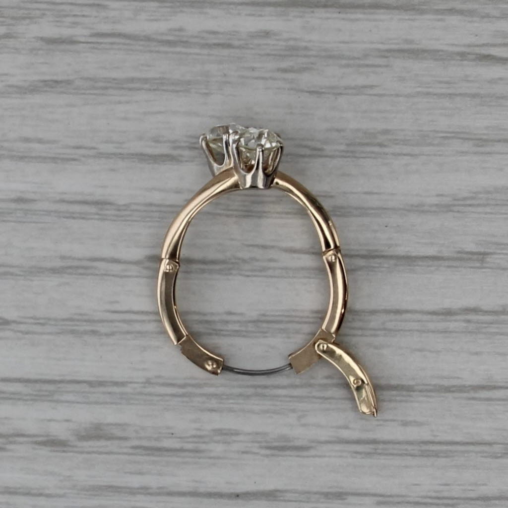 Vintage 1.01ctw Diamond 2-Stone Bypass Ring 14k Gold Anniversary Arthritic Band