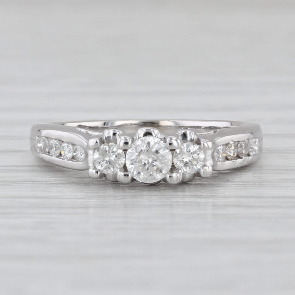 0.38ctw Diamond 3-Stone Engagement Ring 14k White Gold Size 4.5 Cathedral Band