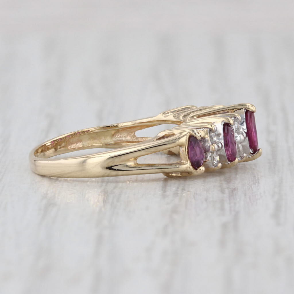 0.78ctw Ruby Diamond Tiered Ring 14k Yellow Gold Rooftop Pyramid Size 5.75