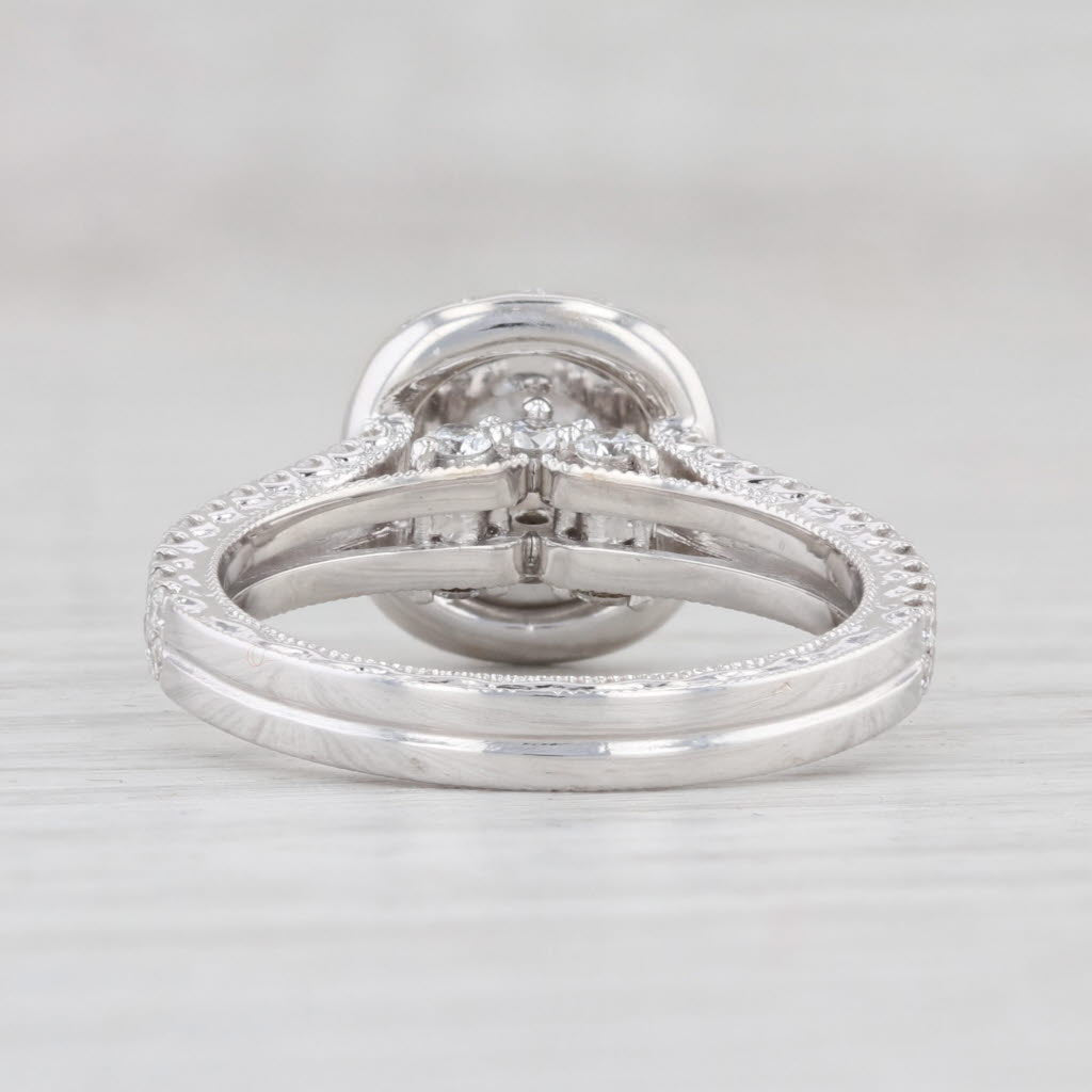 Light Gray New 2.6ctw Round Moissanite Halo Semi Mount Engagement Ring 14k White Gold