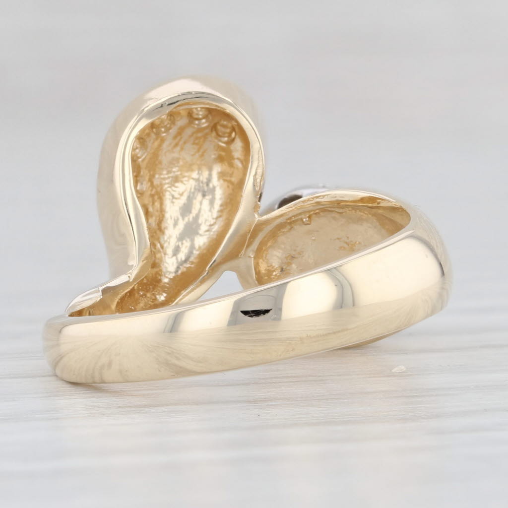 Light Gray Gold Club & Ball Bypass Ring 14k Yellow White Gold Size 6.75