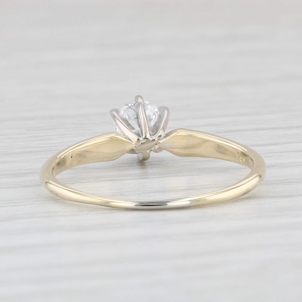 Light Gray 0.34ct VS2 Round Diamond Solitaire Engagement Ring 14k Gold Size 6.5