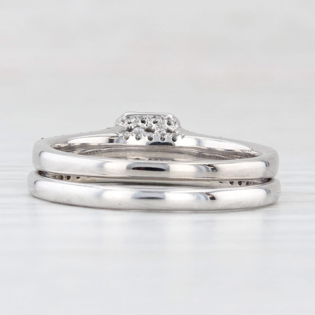 Light Gray 0.56ctw Diamond Engagement Ring Wedding Band Bridal Set 10k White Gold Sz 6.75-7