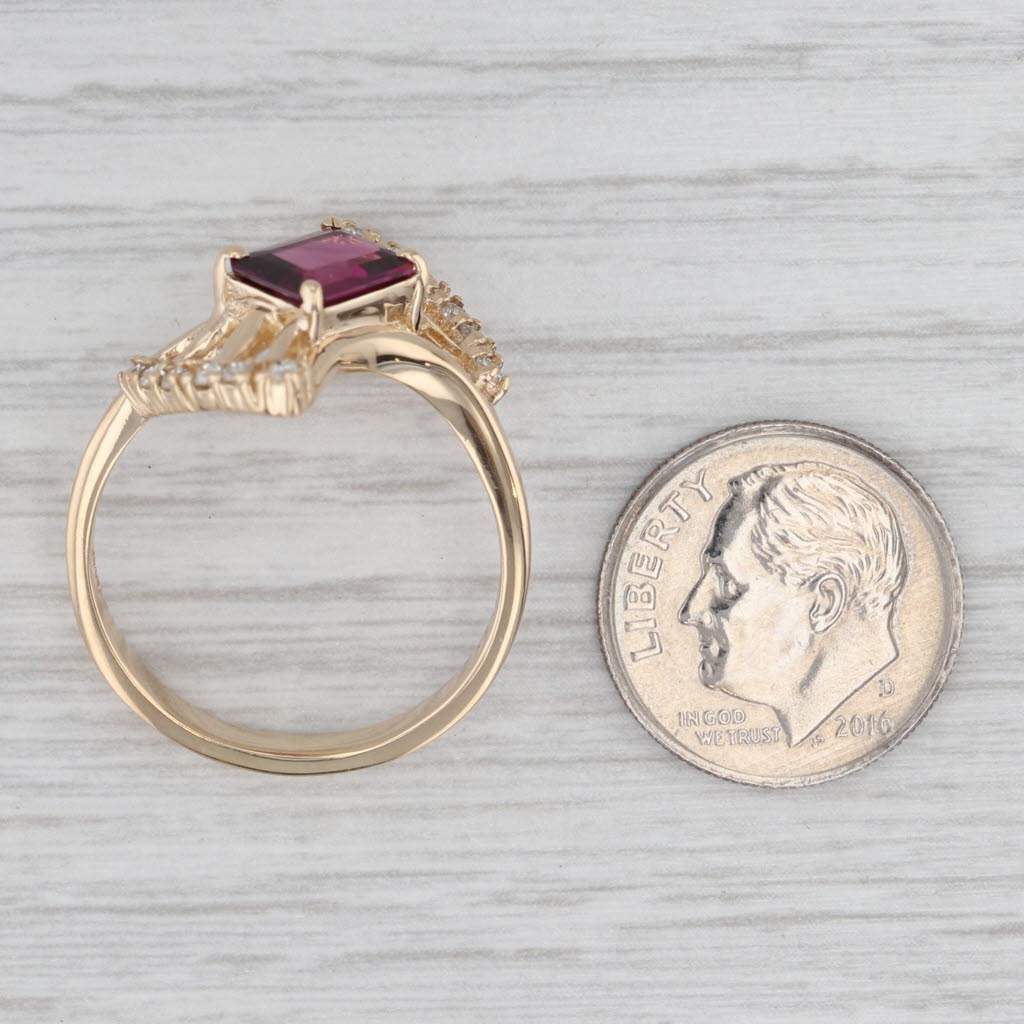 1.73ctw Rhodolite Garnet Diamond Bypass Ring 14k Yellow Gold Size 9.75