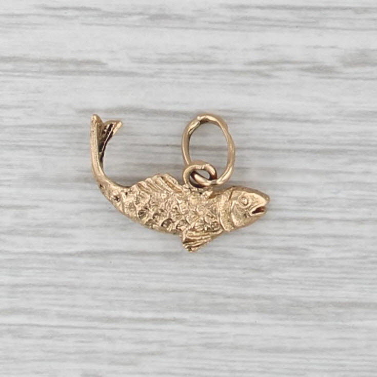 Flapping Fish Pendant 14k Yellow Gold Nautical Charm