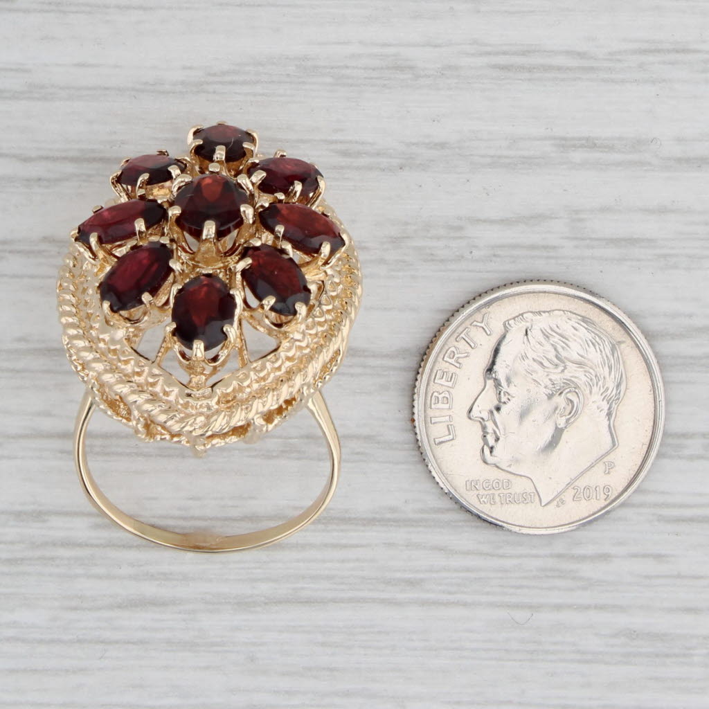 Light Gray 5.50ctw Garnet Cluster Cocktail Ring 14k Yellow Gold Size 6.5