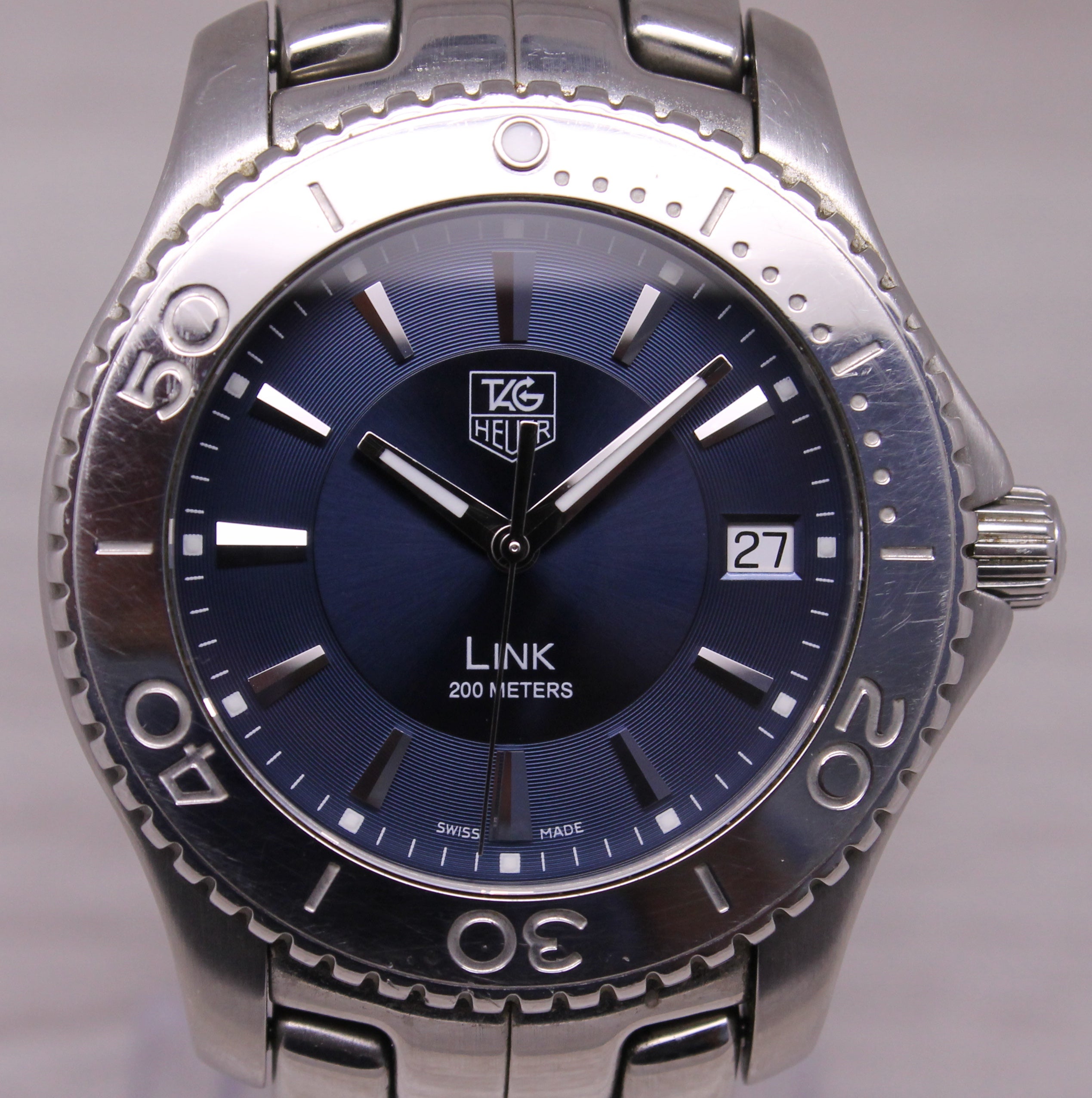 TAG Heuer Link Mens Blue Dial Watch 39mm WJ1112-0 Stainless Swiss Quartz Date