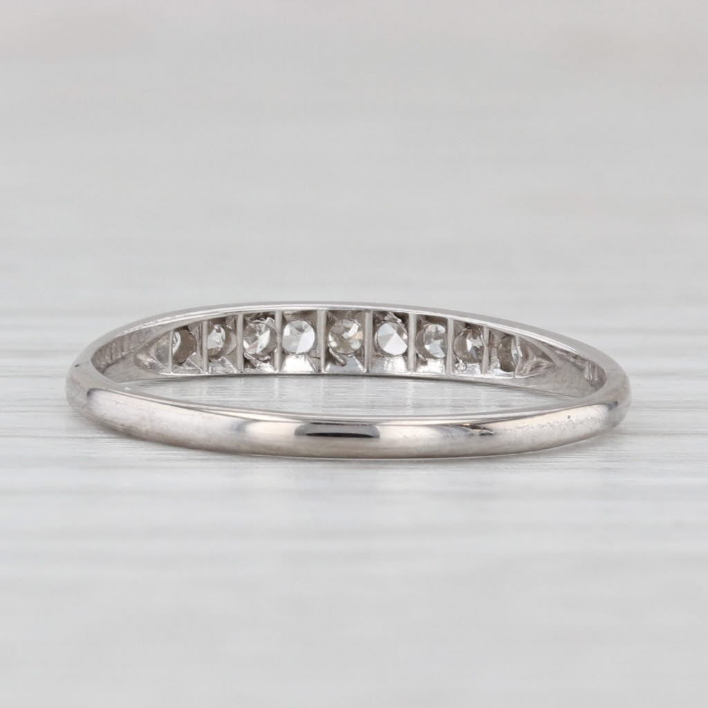 Light Gray Vintage 0.12ctw Diamond Wedding Band Ruthendium Palladium Ring Size 7 Stackable