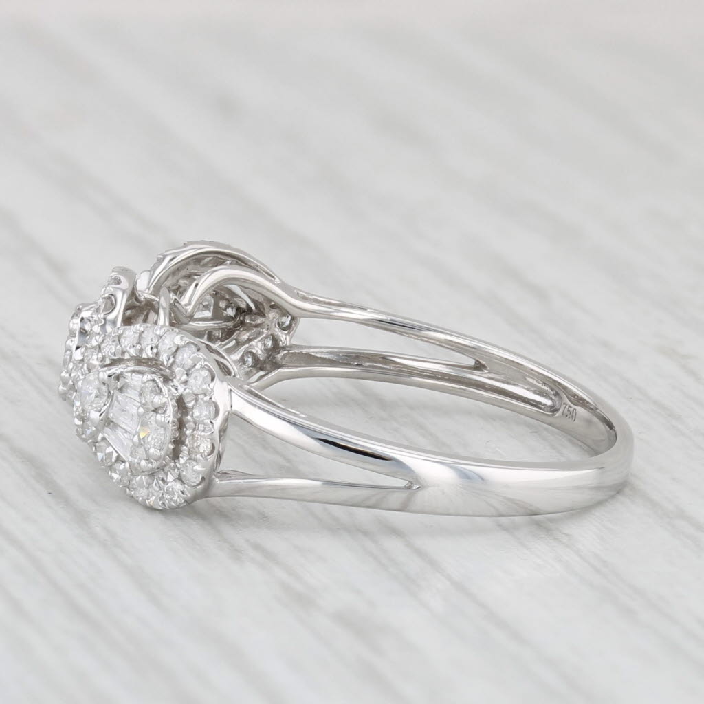 Light Gray 0.60ctw Diamond Teardrop Halo Ring 18k White Gold Size 8