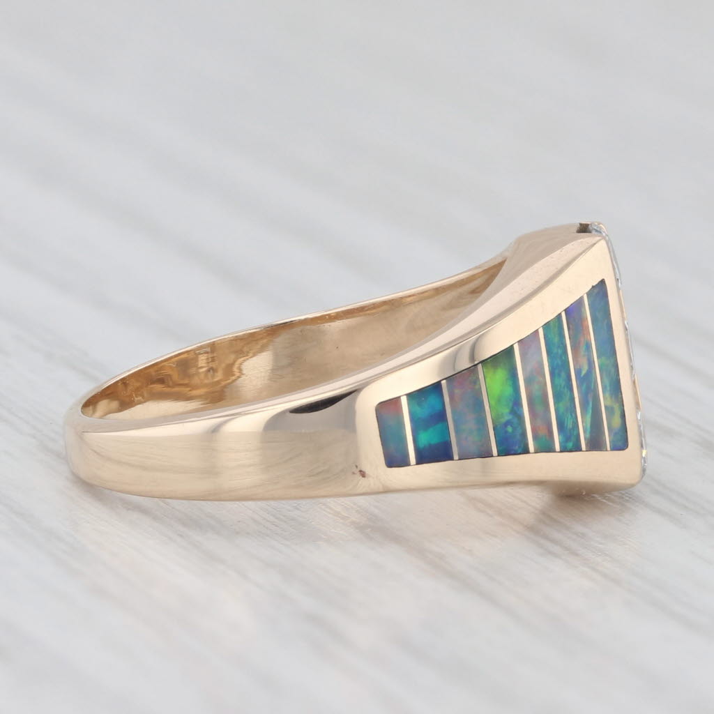 Light Gray Kabana 0.30ctw Diamond Opal Mosaic Ring 14k Yellow Gold Size 6