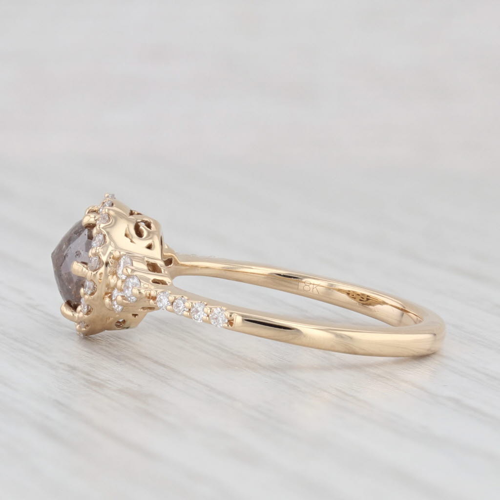 Light Gray 1.36ctw Champagne Brown Diamond Halo Engagement Ring 18k Yellow Gold Size 7