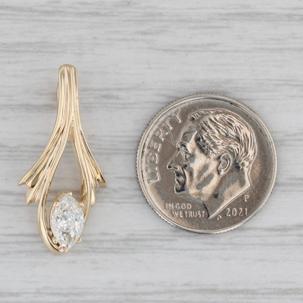 Gray 0.51ct Marquise Diamond Solitaire Pendant 14k Yellow Gold