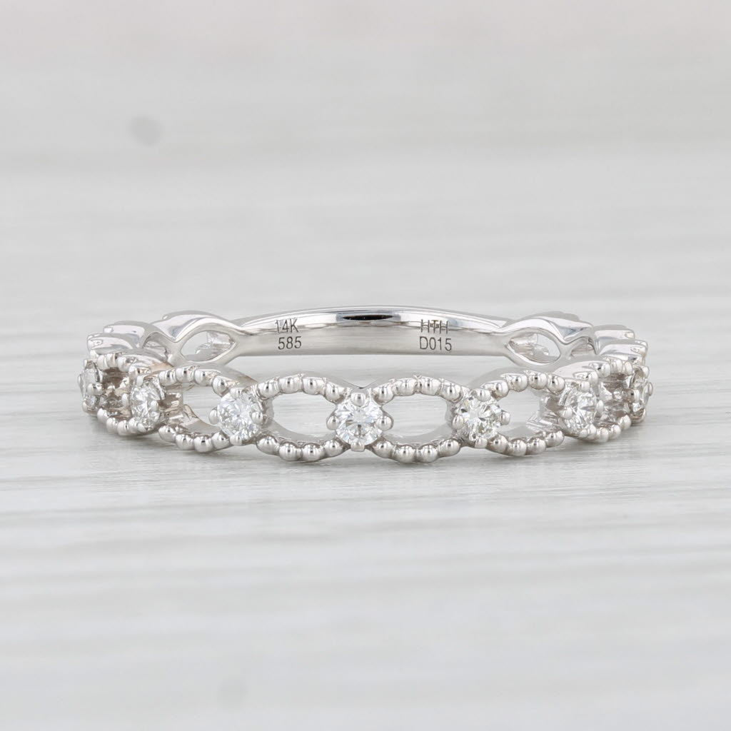 Light Gray New 0.15ctw Diamond Ring 14k White Gold Size 6.5 Band Wedding Stackable