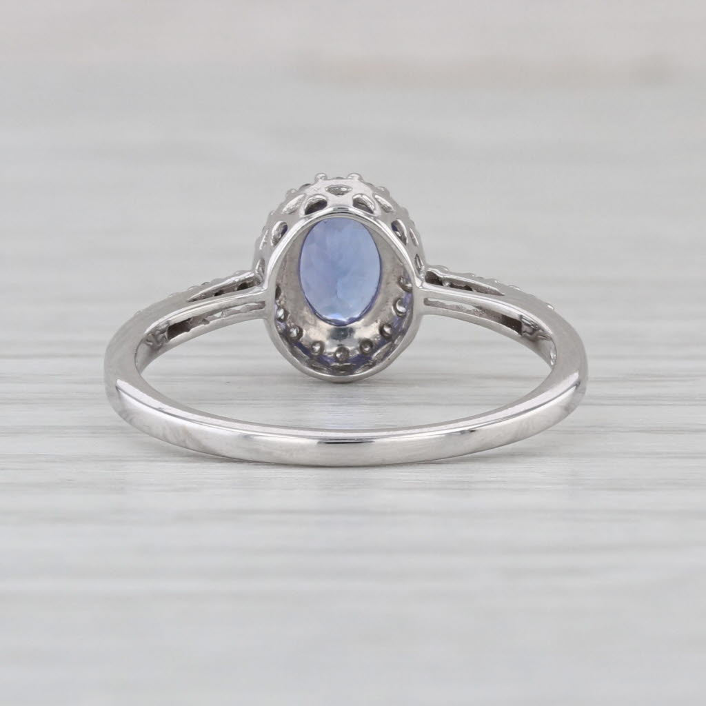 0.83ctw Tanzanite Diamond Halo Ring 14k White Gold Size 7.25