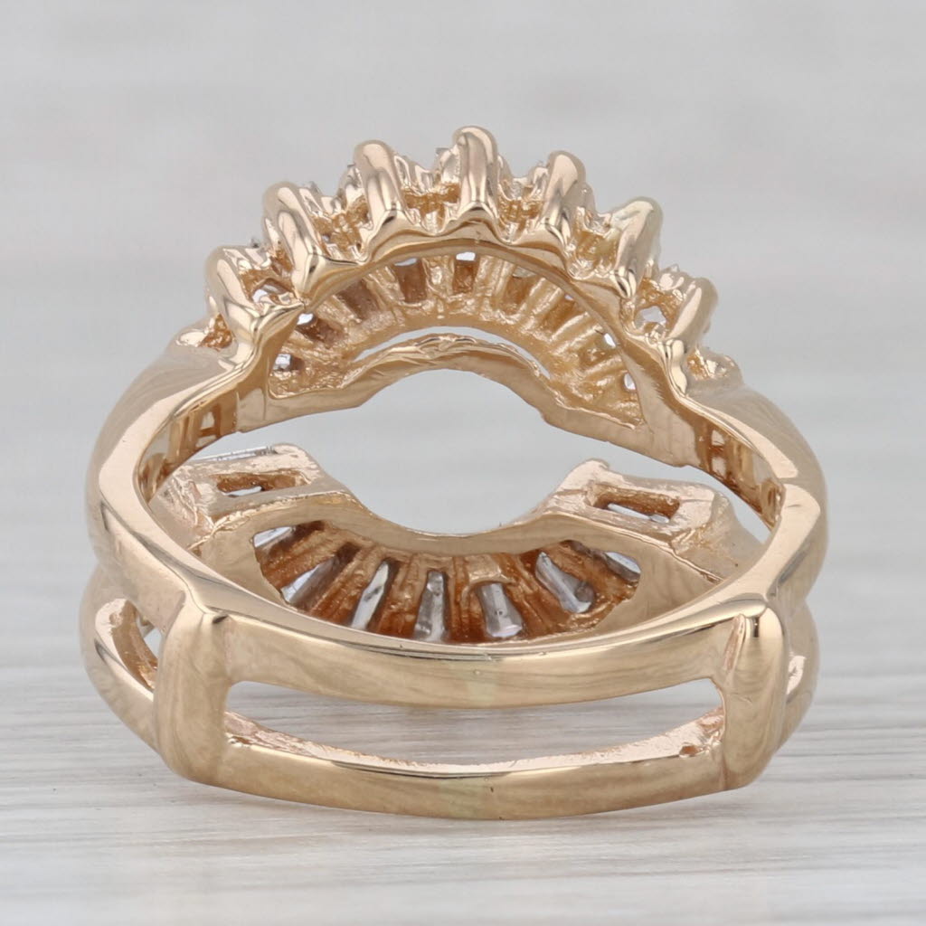 Gray 0.78ctw Diamond Baguette Ring Jacket Guard 14k Yellow Gold Bridal Size 4.75
