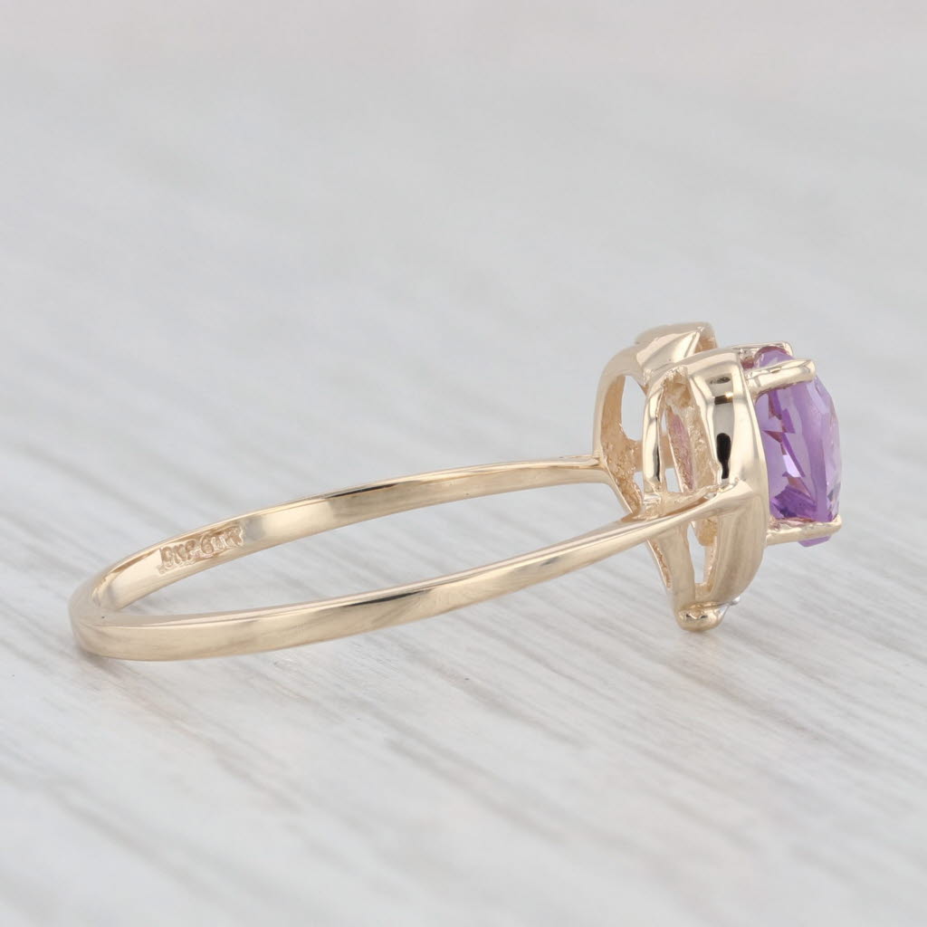 Light Gray 0.70ct Amethyst Heart Solitaire Ring 10k Yellow Gold Size 7.25