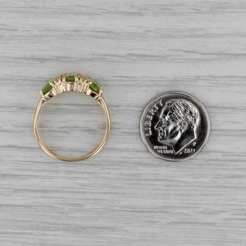 2.30ctw Peridot 3 Stone Ring 14k Yellow Gold Size 7