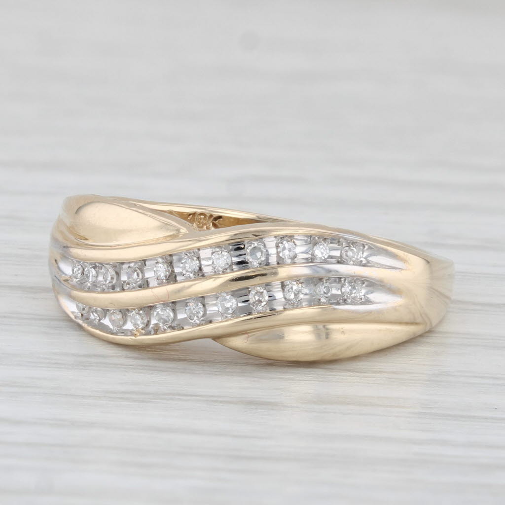 Light Gray Diamond Bypass Ring 10k Gold Size 7.25 "I Love You" Anniversary Wedding Band