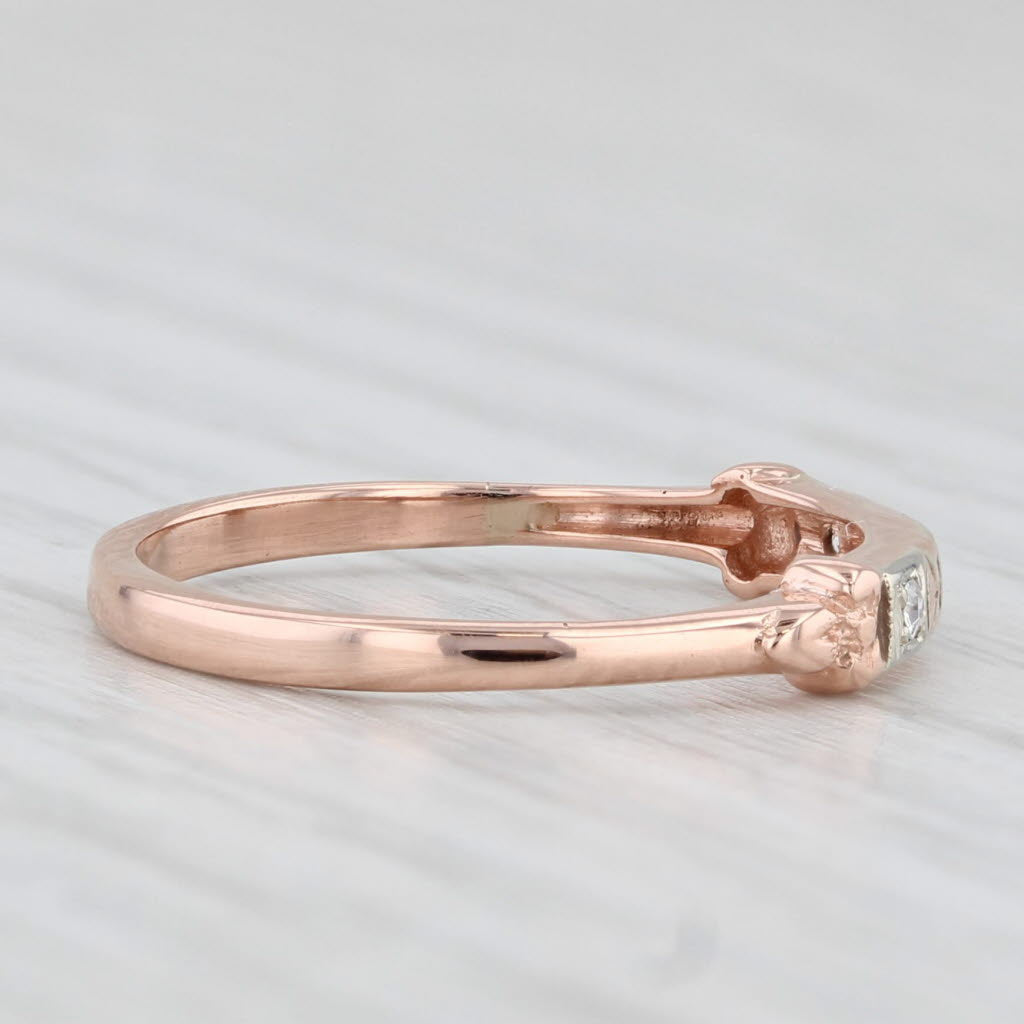 Light Gray Vintage Diamond Wedding Band 14k Rose Gold Size 6 Stackable