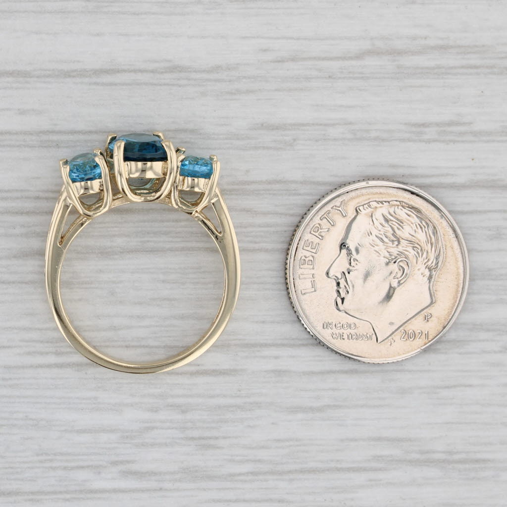Gray 2.60ctw London Blue Topaz 3-Stone Ring 10k Yellow Gold Size 5