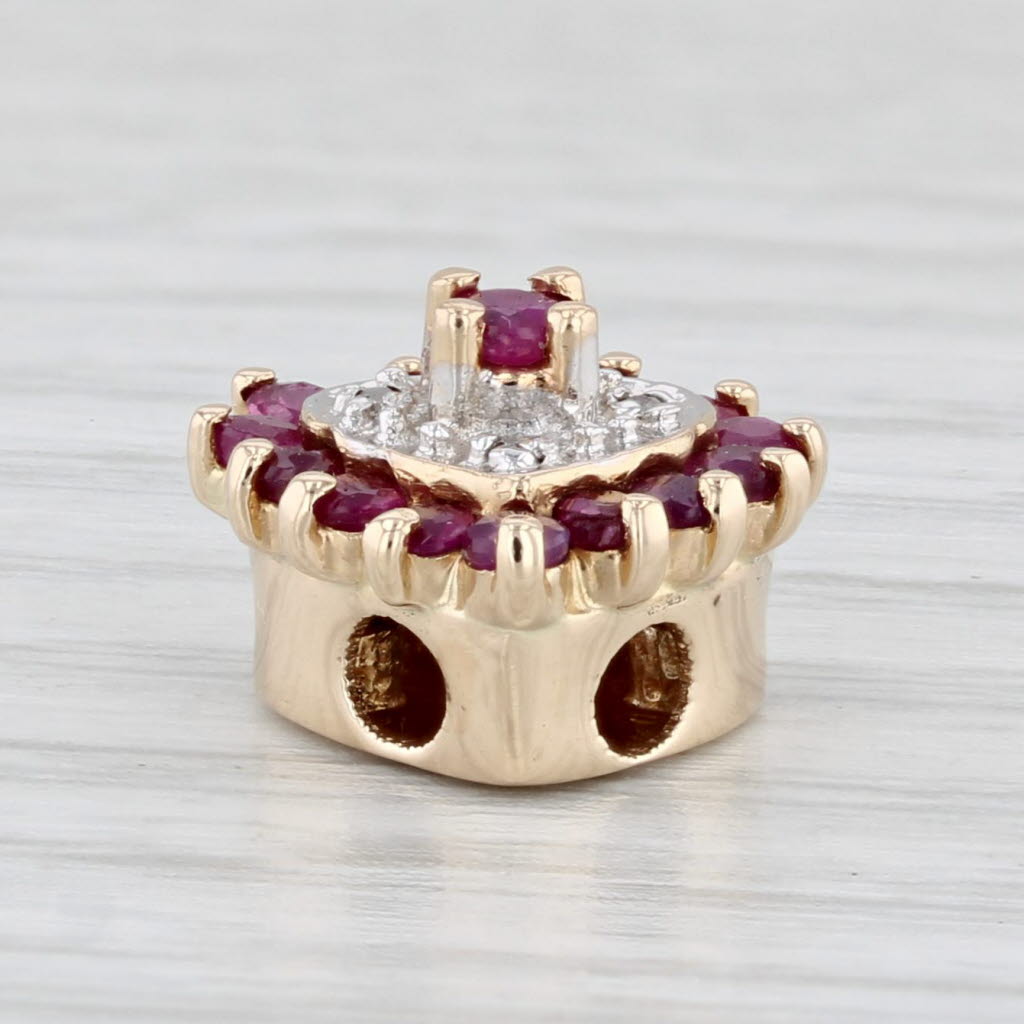 Light Gray Richard Klein Ruby Heart Slide Bracelet Charm 14k Yellow Gold Vintage