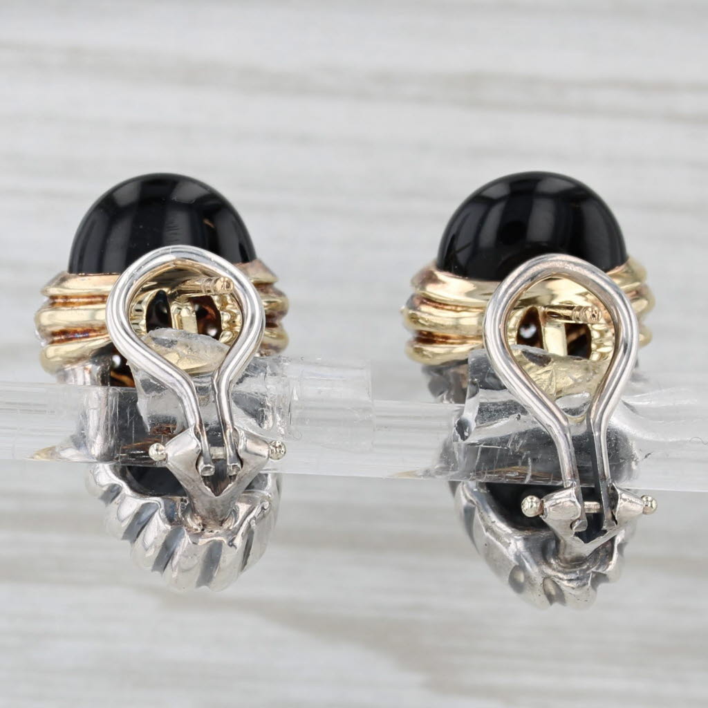 Gray Yurman Diamond Shrimp Earrings Sterling Silver 18k Gold Omega Backs