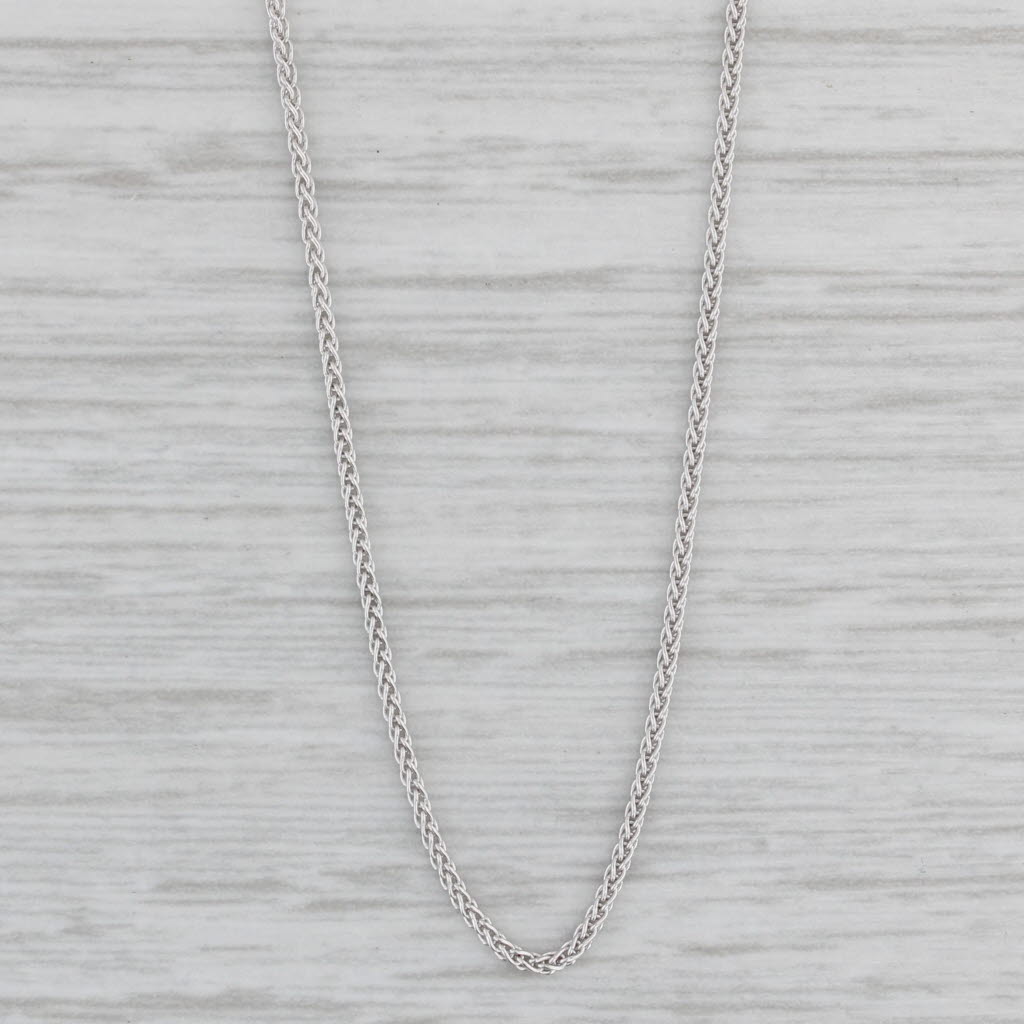 Gray New Round Wheat Chain Necklace 14k White Gold 18" 1mm