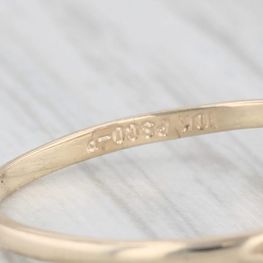 Light Gray Vintage Diamond Accented Heart Ring 10k Yellow Gold Size 6.5 Band