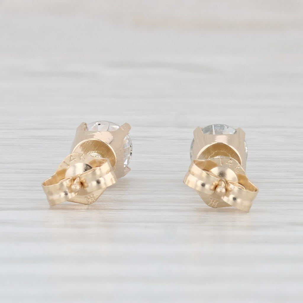 Light Gray 0.75ctw Round Diamond Solitaire Stud Earrings 14k Yellow Gold