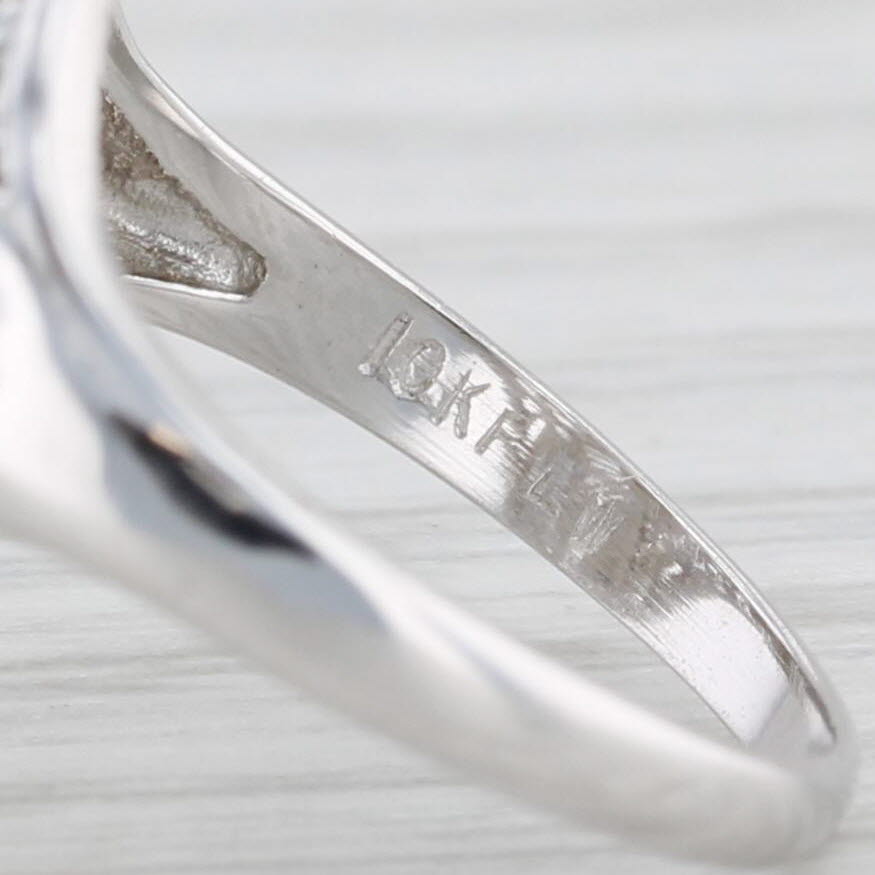 Light Gray Diamond Filigree Ring 10k White Gold Size 4.25 Vintage Art Deco