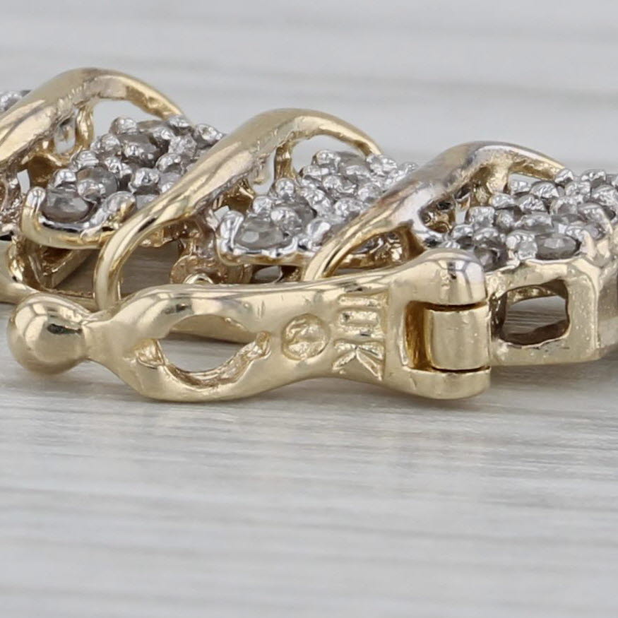 Gray 2ctw Diamond Bracelet 10k Yellow Gold 7" 9.5mm