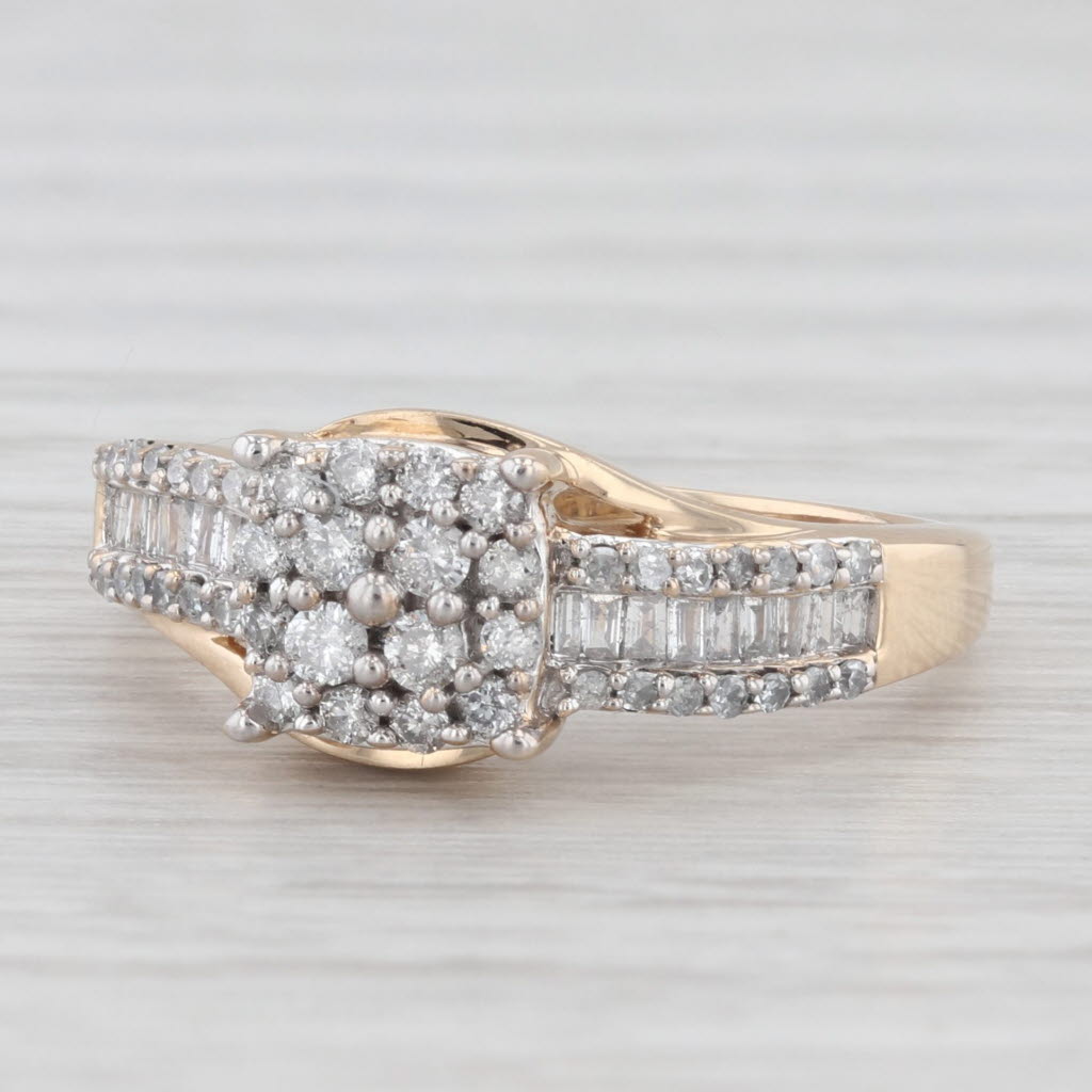 Light Gray 0.40ctw Diamond Cluster Engagement Ring 10k Yellow Gold Size 6.5