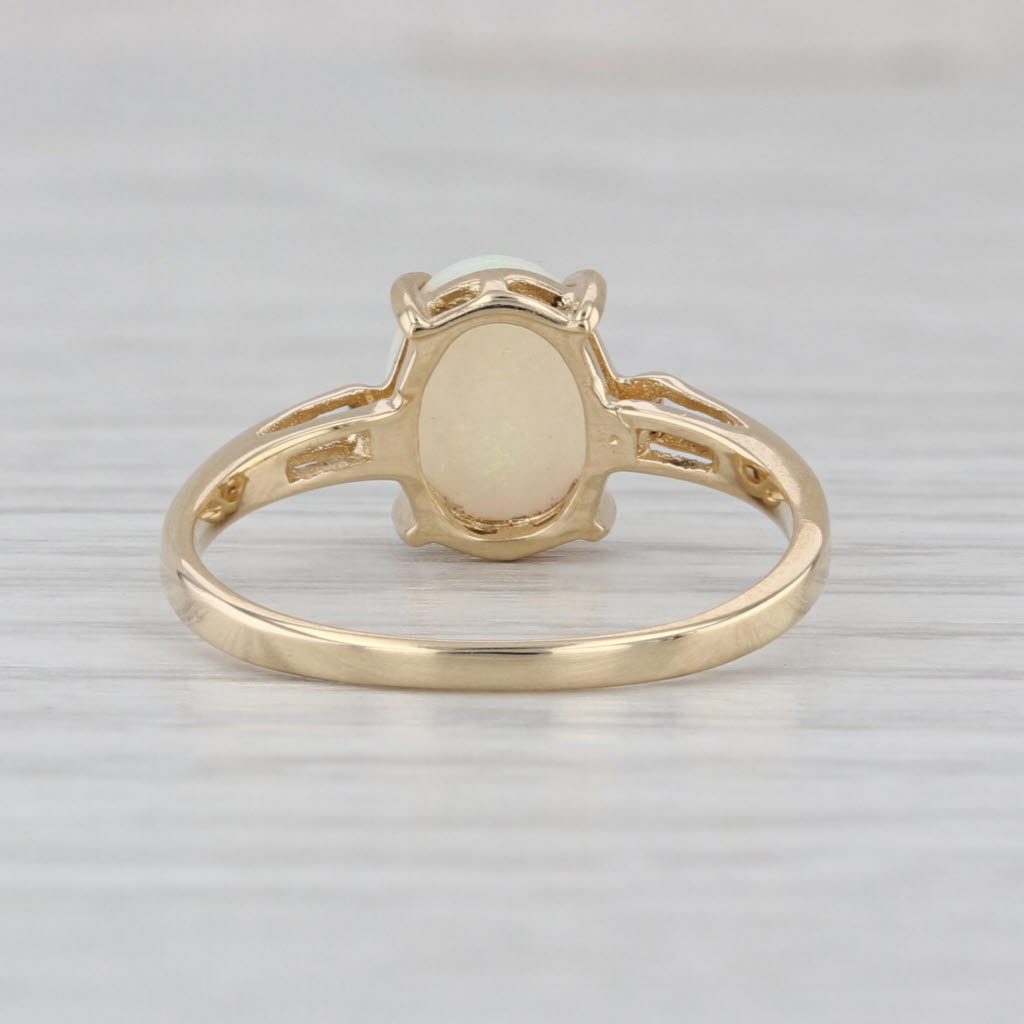 Oval Opal Cabochon Solitaire Ring 14k Yellow Gold Size 7.25