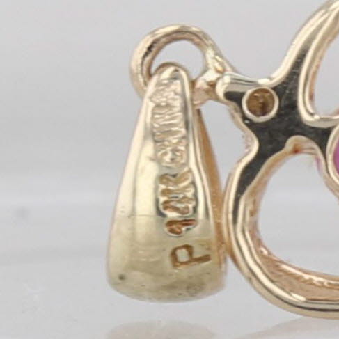 0.24ctw 3-Stone Ruby Hearts Pendant 14k Yellow Gold Journey Drop