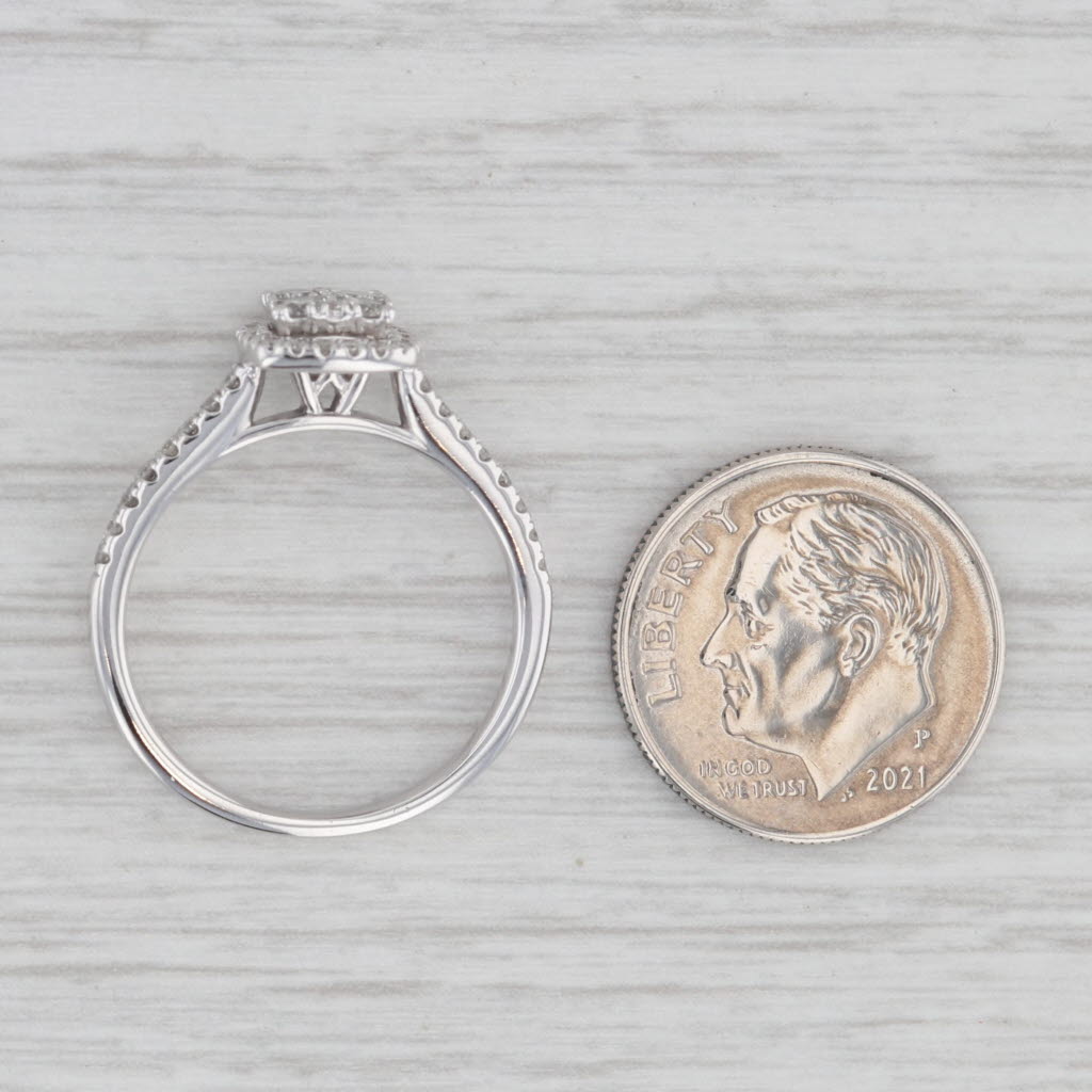 Gray 0.35ctw Pave Diamond Cluster Halo Engagement Ring 10k White Gold Size 7